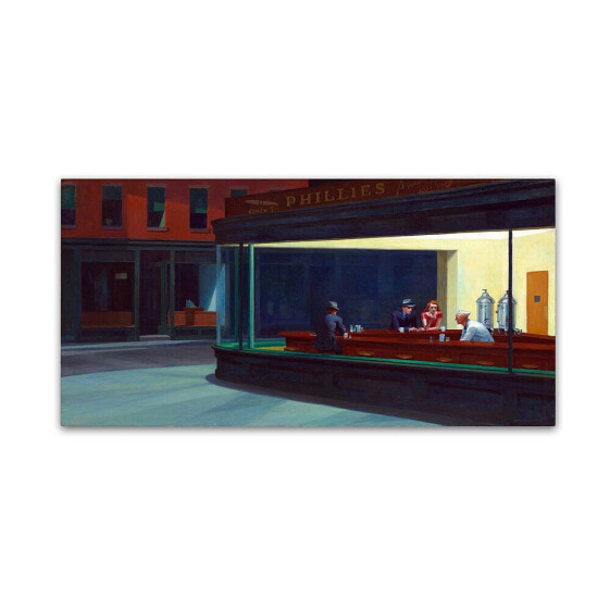 Edward Hopper 'Nighthawks' Canvas Art - 32" x 16" x 2"