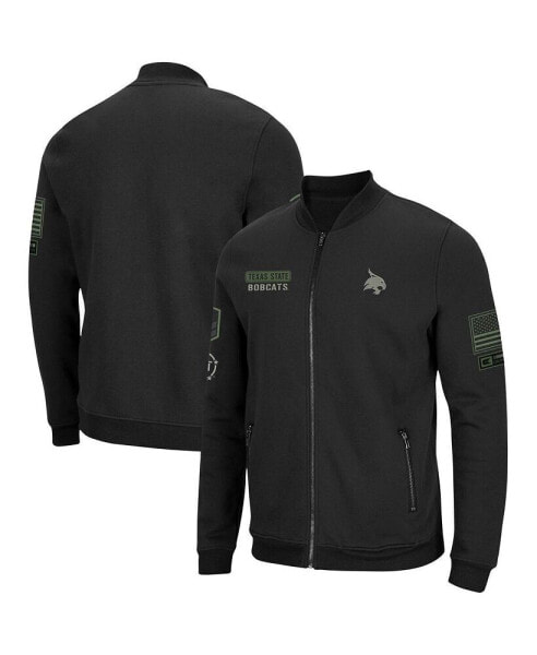 Men's Black Texas State Bobcats OHT Military-Inspired Appreciation High-Speed Bomber Full-Zip Jacket