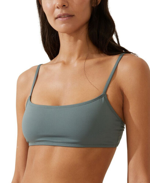 Women's Straight-Neck Cropped Bikini Top