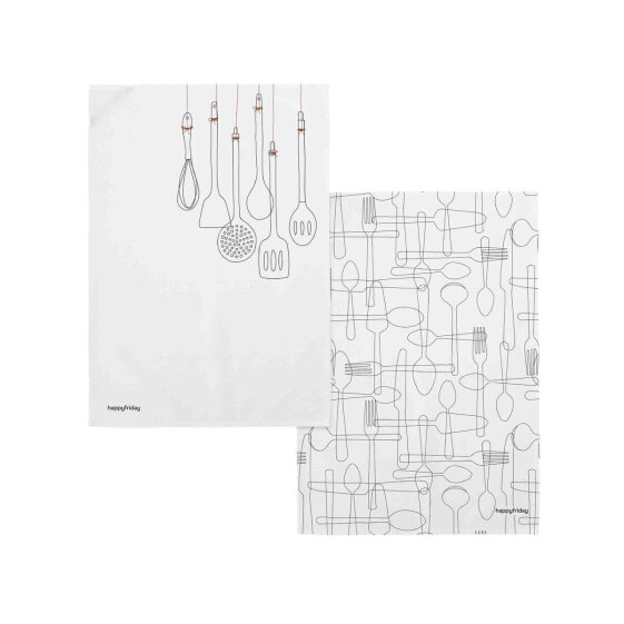 Kitchen Cloth HappyFriday Cutlery Multicolour 70 x 50 cm (2 Units)