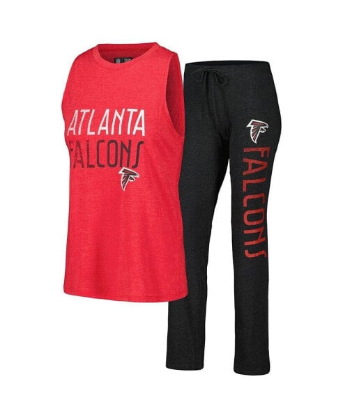 Women's Black, Red Distressed Atlanta Falcons Muscle Tank Top and Pants Lounge Set