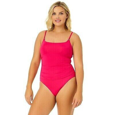 Anne Cole Women's Live In Color Shirred Lingerie Maillot One Piece - Magenta 6