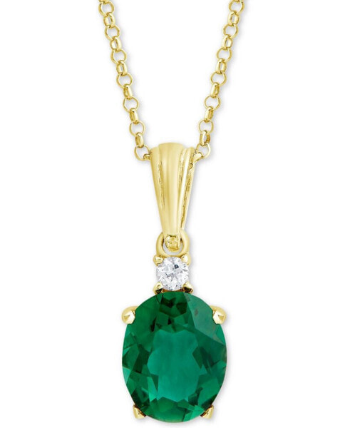 Macy's green Quartz (2-3/8 ct. t.w.) & White Topaz Accent 18" Pendant Necklace in 18k Gold-Plated Sterling Silver