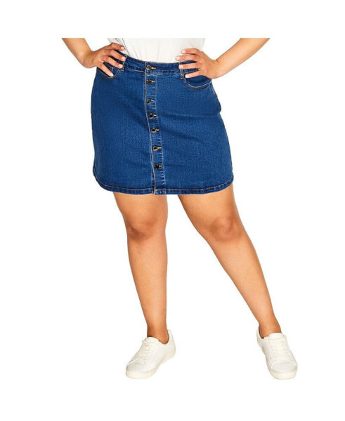 Plus Size Island Denim Skirt