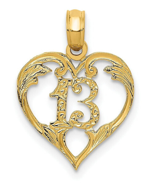 13 in Heart Pendant in 14k Yellow Gold