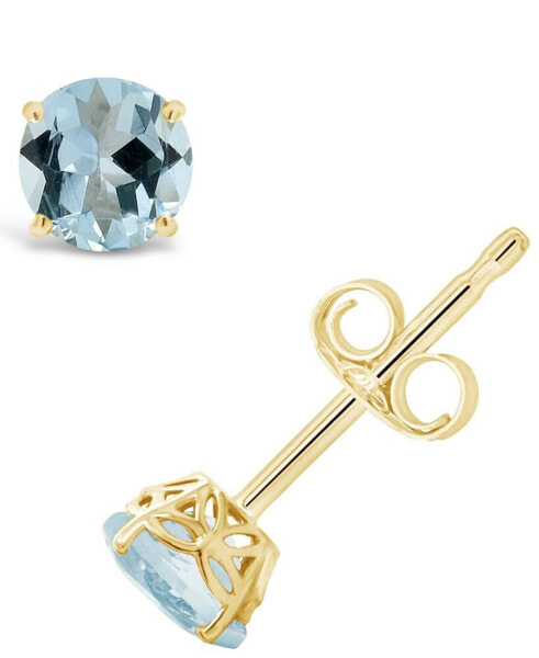 Aquamarine (3/4 ct. t.w.) Stud Earrings in 14K Yellow Gold