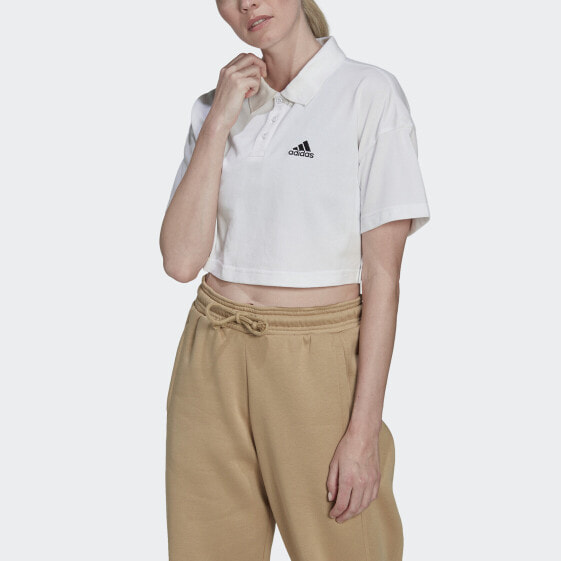 adidas women Cropped Piqué Polo Shirt