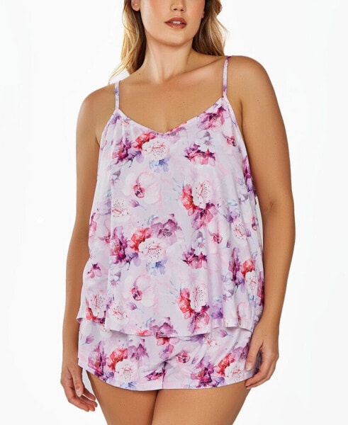 Пижама iCollection Plus Size Soft Floral  and Short