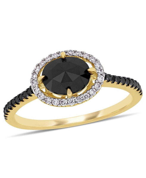 Black and White Diamond (1 1/5 ct. t.w.) Halo Engagement Ring in 14k Yellow Gold