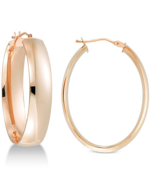 Polished Oval Hoop Earrings in 14k Gold