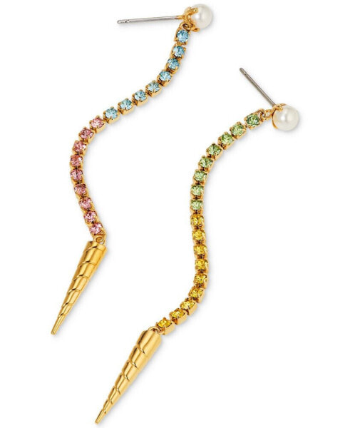 AJOA by 18k Gold-Plated Crystal & Imitation Pearl Linear Drop Earrings