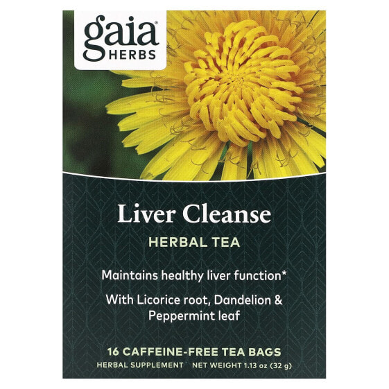 Чай травяной для очистки печени Gaia Herbs без кофеина, 16 пакетиков, 32 г