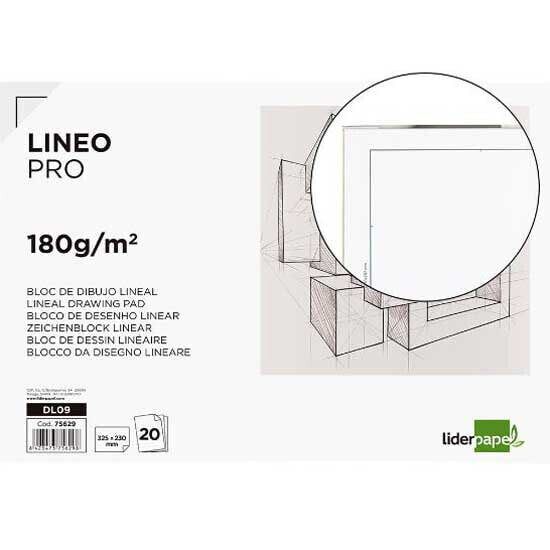 LIDERPAPEL Glued line drawing pad 230x325 mm 20 sheets 180 gr/m2 with frame