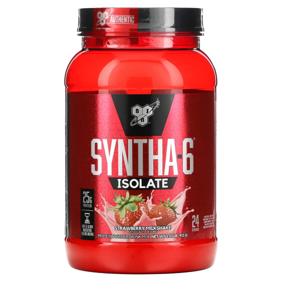 BSN, Syntha-6 Isolate, сухая смесь для приготовления протеиновых коктейлей, со вкусом клубники, 912 г (2,01 фунтов)