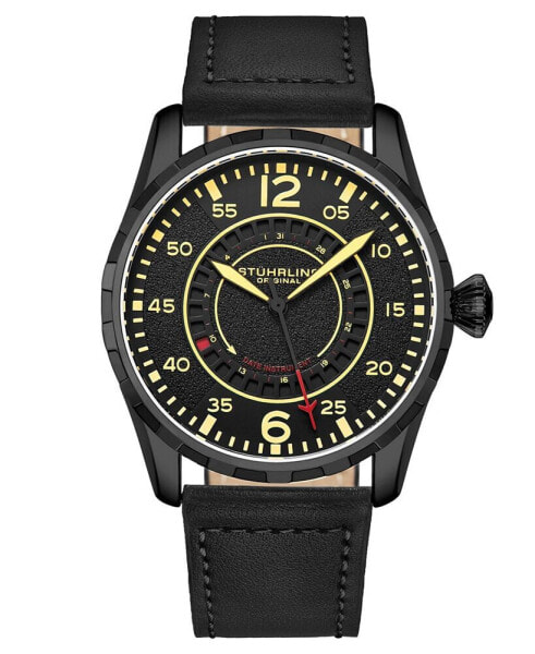 Часы Stuhrling Quartz Black Leather Watch