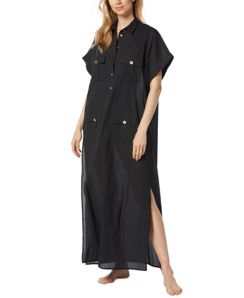 Women's Cotton High-Slit Utility Cover-Up Dress