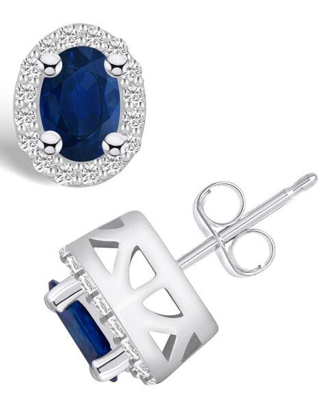 Серьги Macy's Sapphire Halo Stud