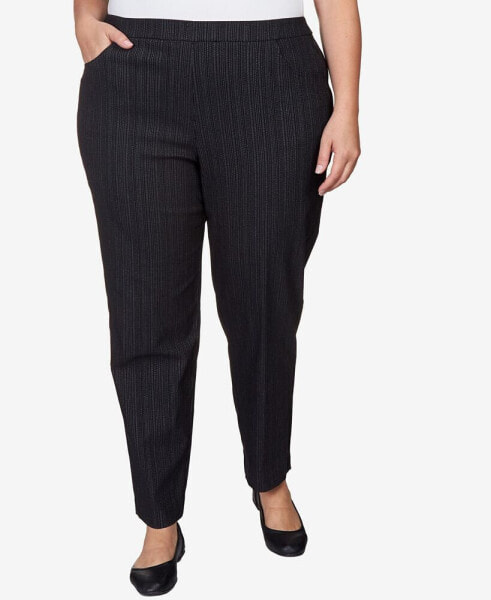 Plus Size World Traveler Slim Fit Pinstripe Average Length Pants