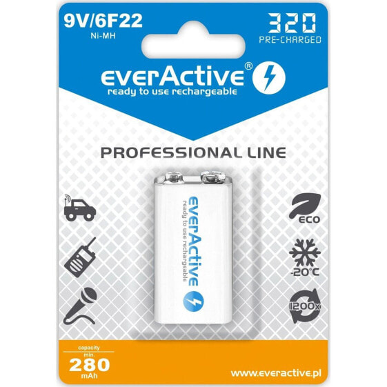 Аккумуляторные батарейки EverActive EVHRL22 320 mAh 9 V