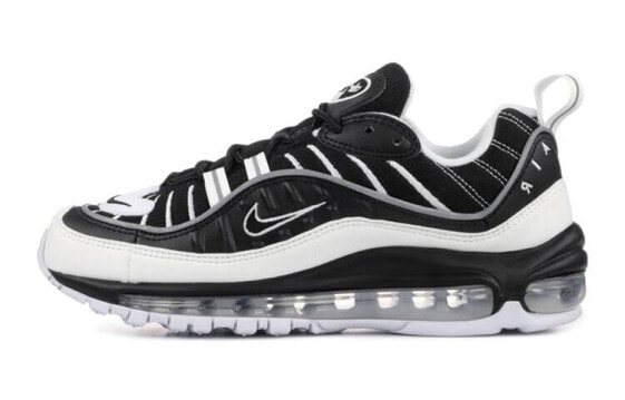 Кроссовки Nike Air Max 98 черные серебристые, низкие, модель GS BV4872-001