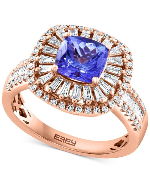 EFFY® Tanzanite (1-5/8 ct.t.w.) & Diamond (5/8 ct. t.w.) Halo Ring in 14k Rose Gold