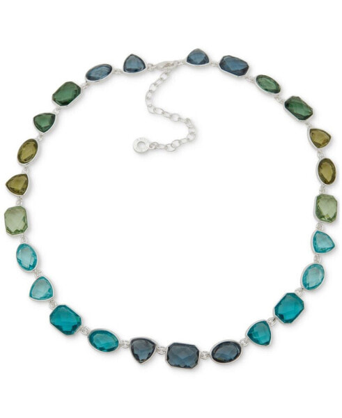 Anne Klein silver-Tone Crystal Collar Necklace, 16" + 3" extender