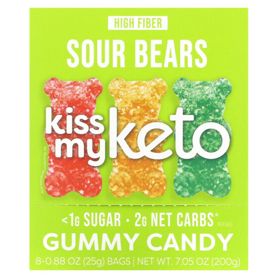 Gummy Candy, Sour Bears, 8 Bags, 0.88 oz (25 g)