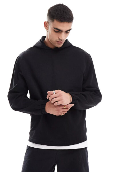 ASOS DESIGN oversized hoodie with fixed hem in black