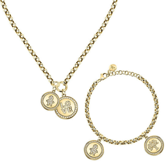 Exclusive Gold Plated Love SOR29 Jewelry Set (Necklace + Bracelet)
