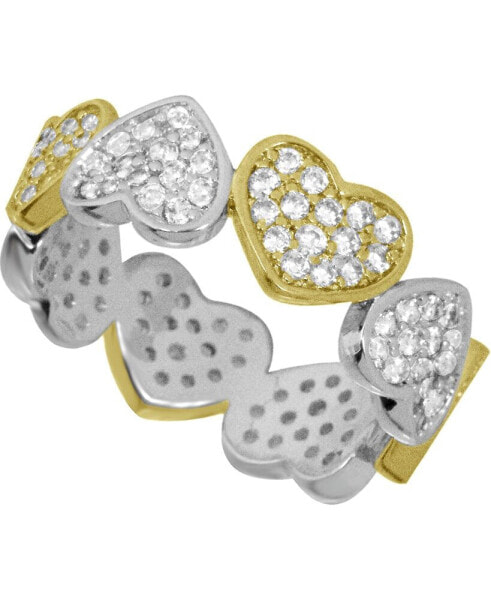 And Now This Cubic Zirconia Heart Ring in Silver- and Gold-Plate