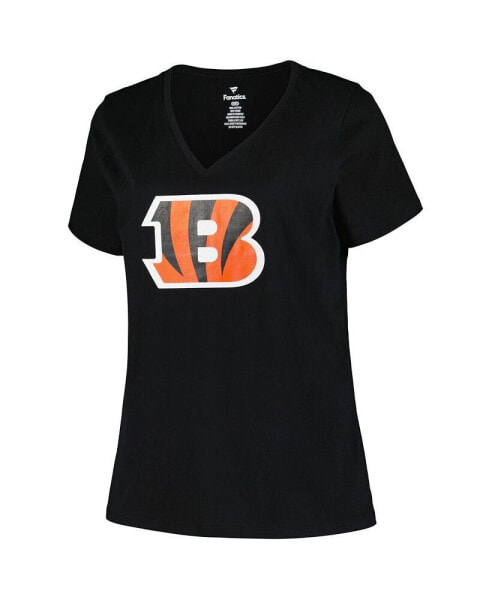 Women's Black Cincinnati Bengals Plus Size Mother's Day 1 Mom V-Neck T-Shirt