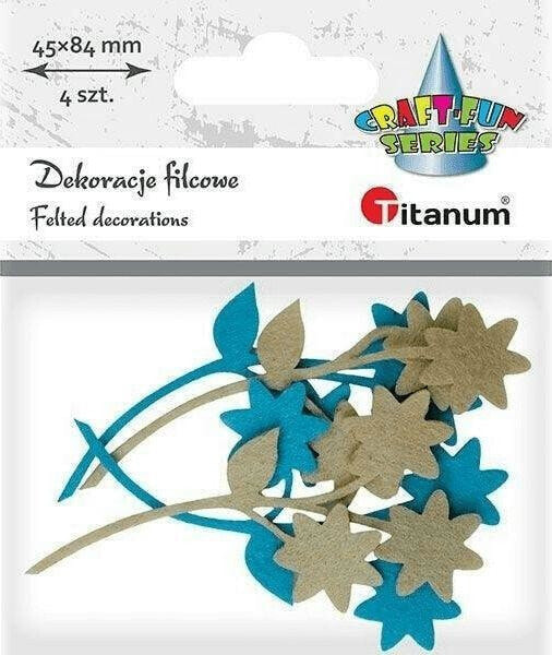 Детские декоративные элементы Titanum Филцовые цветы с веточкой mix 4шт