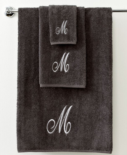 Monogram Initial Script Granite & Silver Fingertip Towel, 11" x 18"