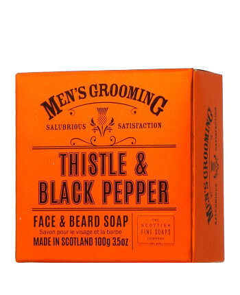 Scottish Fine Soaps Men's Grooming Thistle & Black Pepper Face & Beard Soap (100 g)