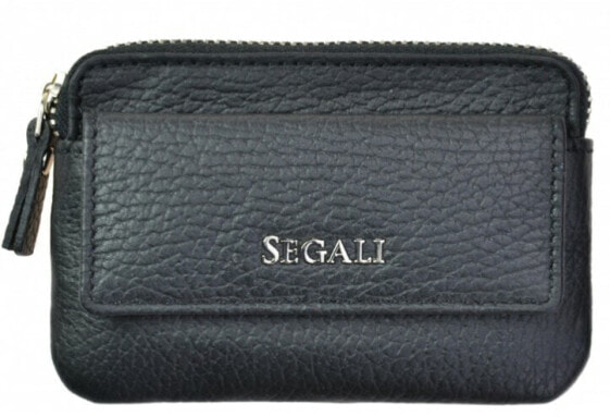 Leather mini wallet-key ring A 7483 black