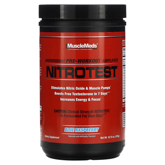 Предтренировочный комплекс MuscleMeds Nitrotest, Андрогенный усилитель перед тренировкой, вкус Лесная малина, 474 г (16.72 унции)