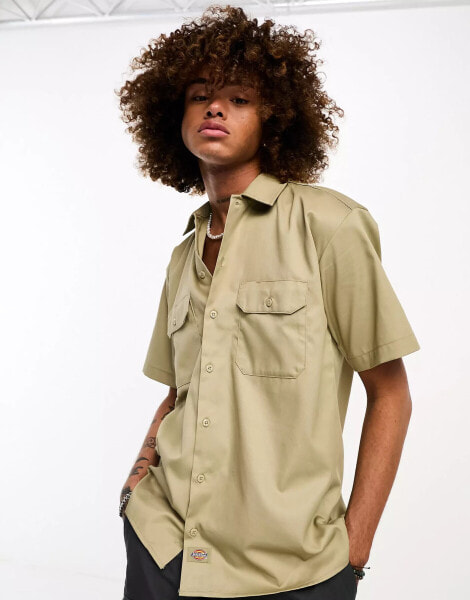 Dickies short sleeve work shirt in khaki