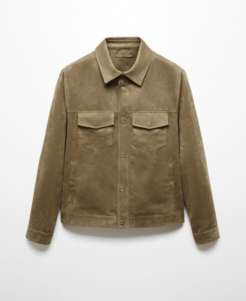 Men's Suede-Effect Pockets Detail Jacket