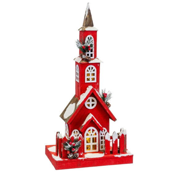 Новогоднее украшение Shico Красный Деревянный дом 17 x 18 x 56 cm