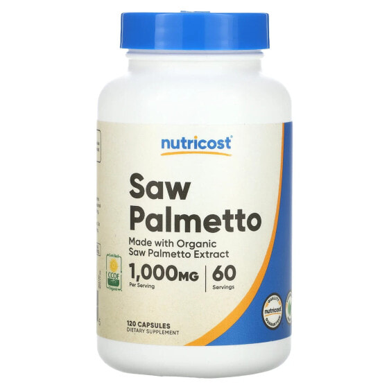 Витамины и БАДы для мужского здоровья Nutricost Saw Palmetto, 1 000 мг, 120 капсул (500 мг на капсулу)