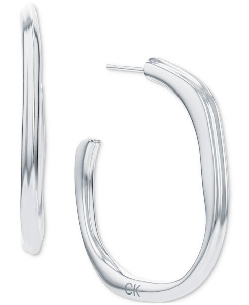 Stainless Steel Medium Structural C-Hoop Earrings, 1.33"