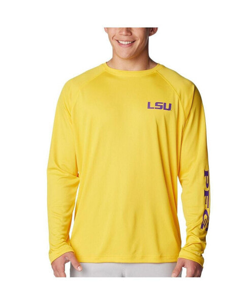 Men's Gold LSU Tigers Terminal Tackle Omni-Shade Raglan Long Sleeve T-shirt