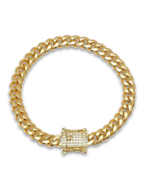 Miami Cuban Chain with Simulated Diamond Box Clasp Bracelet