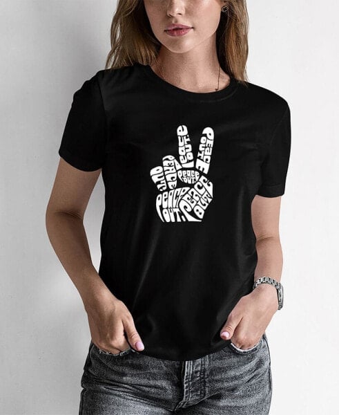 Women's Word Art Peace Out T-shirt