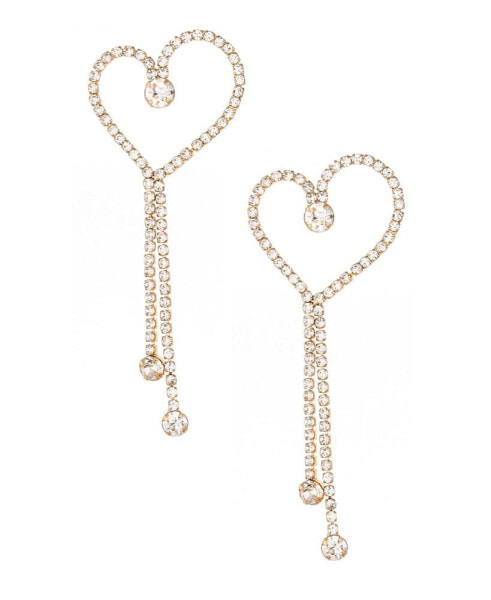 18K Gold Plated Heart Dangle Earrings