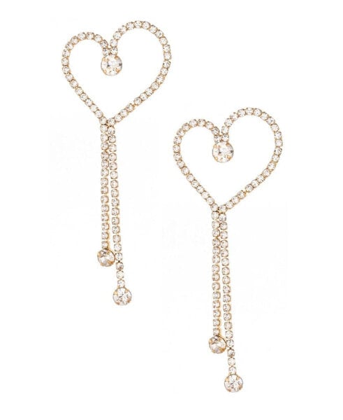 18K Gold Plated Heart Dangle Earrings