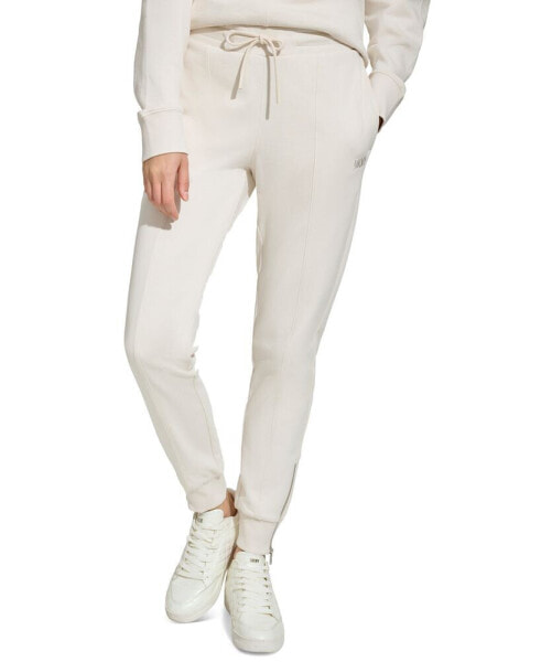 Women's Cotton Zipper-Hem Ribbed-Cuff Joggers