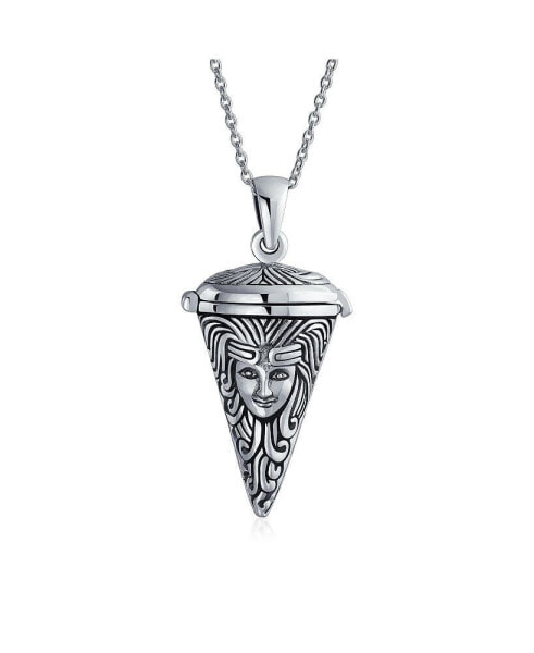 Momenta Holder Goddess Deity Angel Protector Of Mother Earth Nature Environment Pendulum Urn Locket For Women Sterling Silver