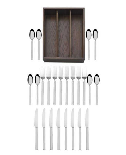 Living Arlo 18.0 Stainless Steel 24 Piece Flatware Set, Service for 8 with Caddy