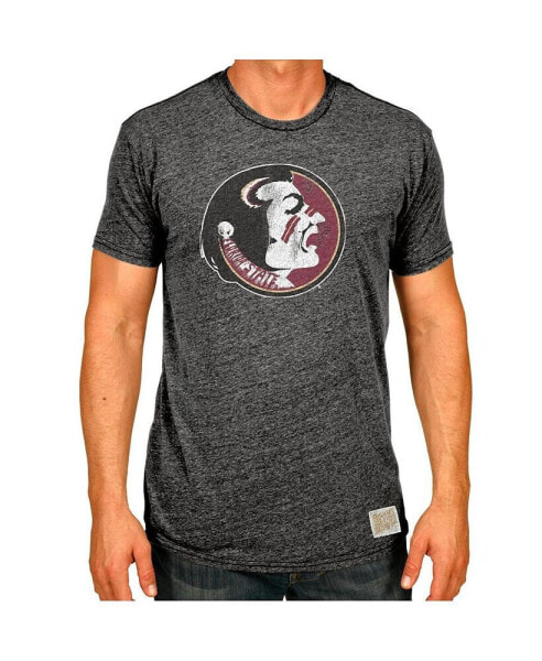 Men's Black Heather Florida State Seminoles Vintage-Like Chief Tri-Blend T-shirt